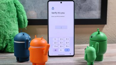 Droid bots staring at a phone screen that is asking to verify the identity of the owner