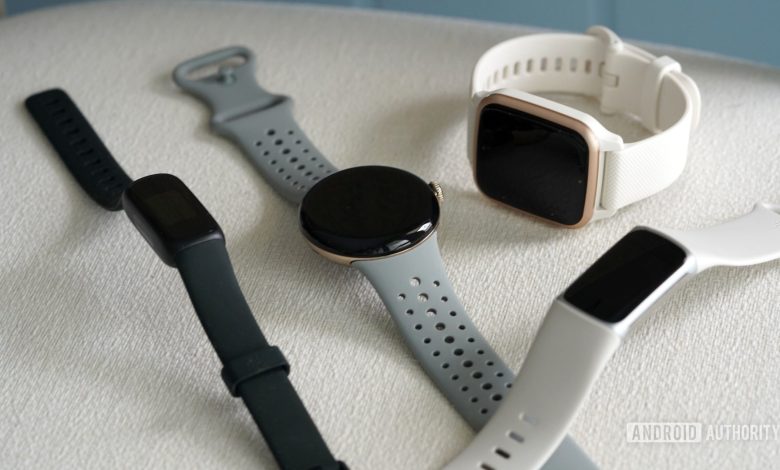 A Fitbit Charge 6 rests among alternative wearables.