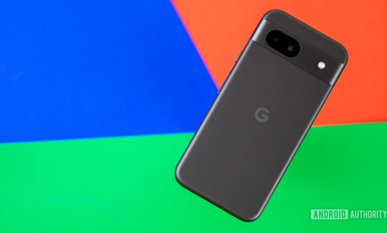 Google Pixel 8a with colorful background stock photo (2)