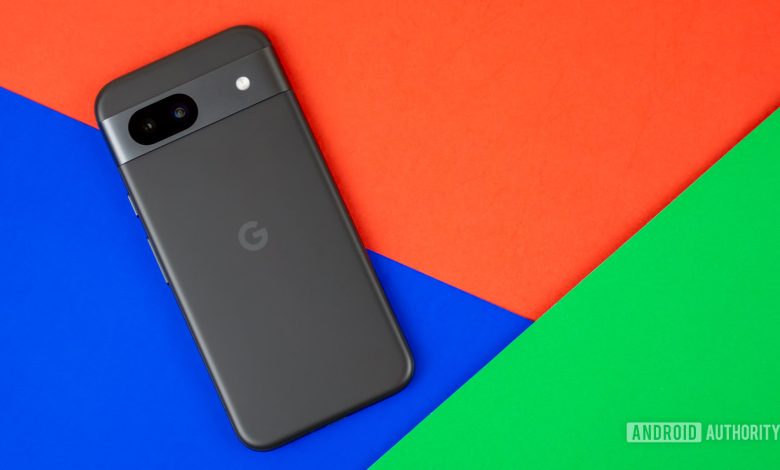 Google Pixel 8a with colorful background stock photo (4)