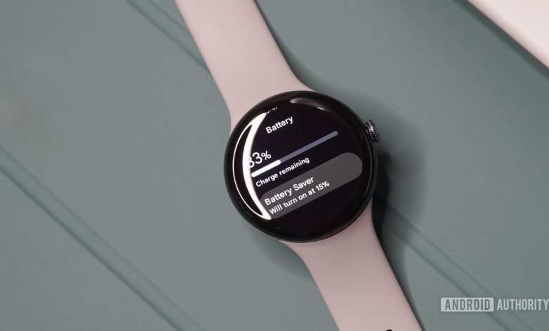 A Google Pixel Watch 3 dispalys 33% charge remaining.