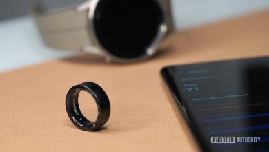 A Samsung Galaxy Ring rests alongside a Galaxy phone displaying sleep factors and a Galaxy Watch 5 Pro. factors