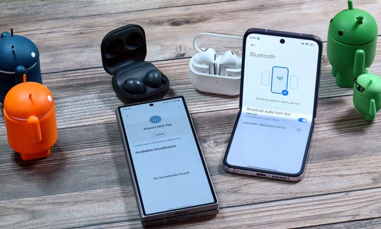 Bluetooth audio sharing via Auracast with Xiaomi and Samsung phones