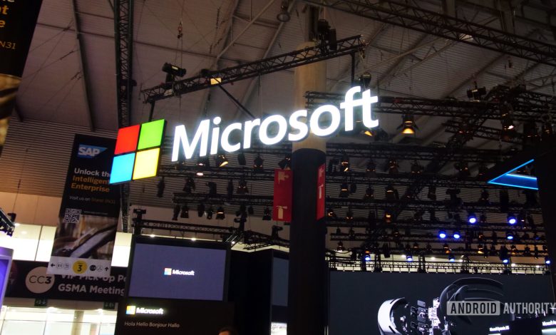 microsoft logo sign at mwc 2019