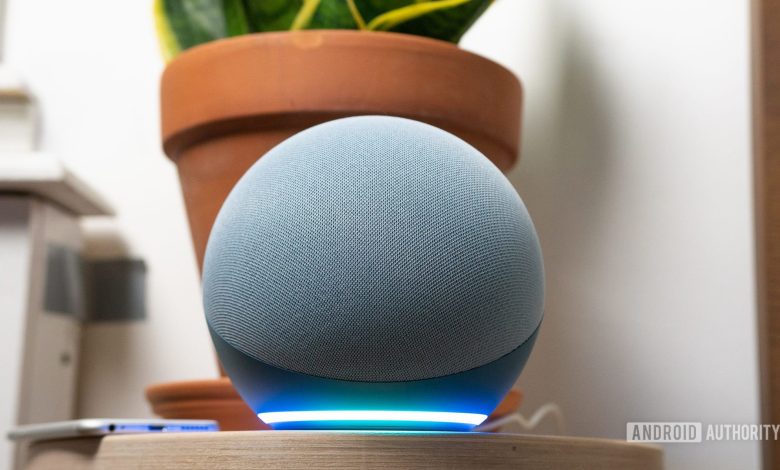 A blue light ring on the Amazon Echo 4th-gen