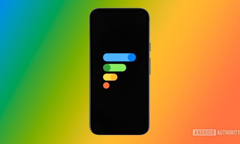 Google Fi Wireless logo on smartphone with colored background stock photo