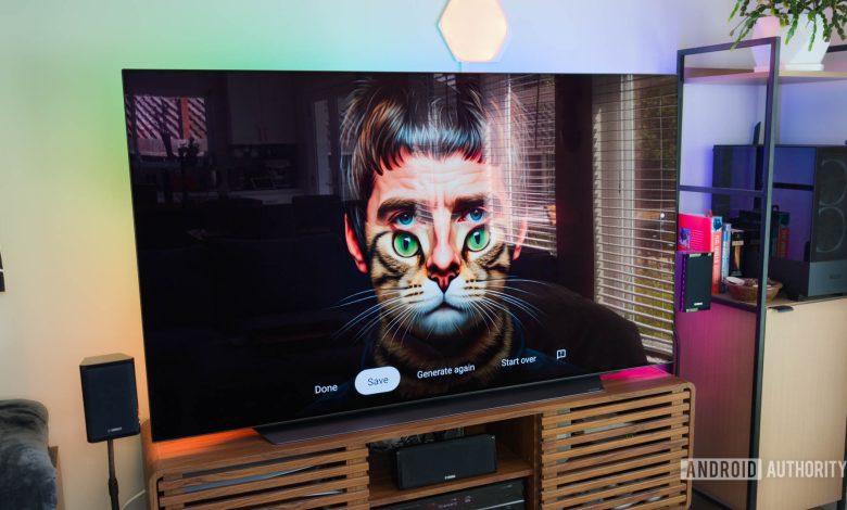 Google TV Streamer AI generated image on TV