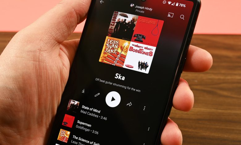 YouTube Music playlist UI