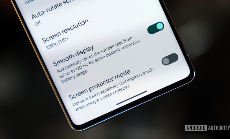 Google Pixel 7 Pro smooth display setting