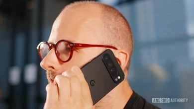 Pixel 9 Pro in a man's left hand, talking on the phone