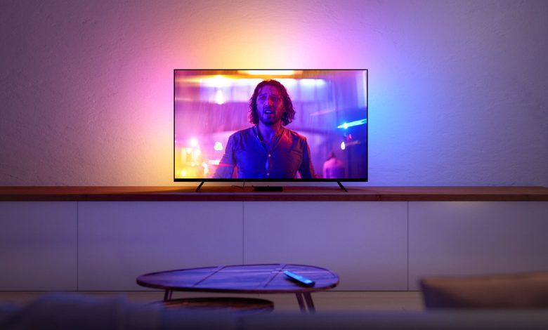 The Philips Hue Gradient Lightstrip synced with a TV