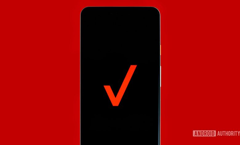 Verizon logo on phone stock photo