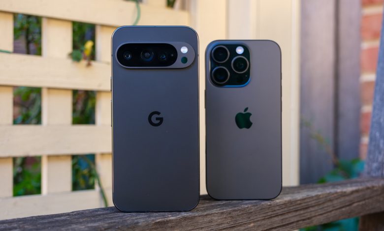 iPhone 16 Pro next to Pixel 9 Pro