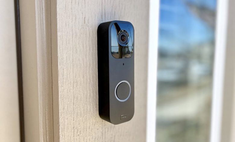 The Blink Video Doorbell mounted on a doorframe