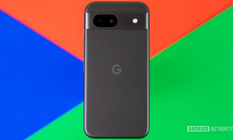 Google Pixel 8a with colorful background stock photo (1)