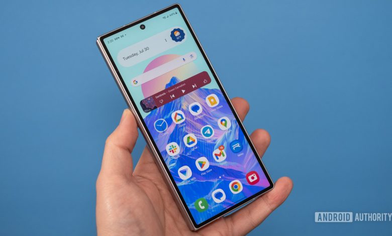 Samsung Galaxy Z Fold 6 cover screen in hand