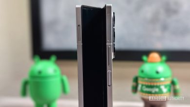 Side view of the Samsung Galaxy Z Fold 6 when partially folded