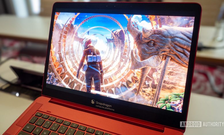 qualcomm snapdragon x plus reference laptop running 3dmark benchmark