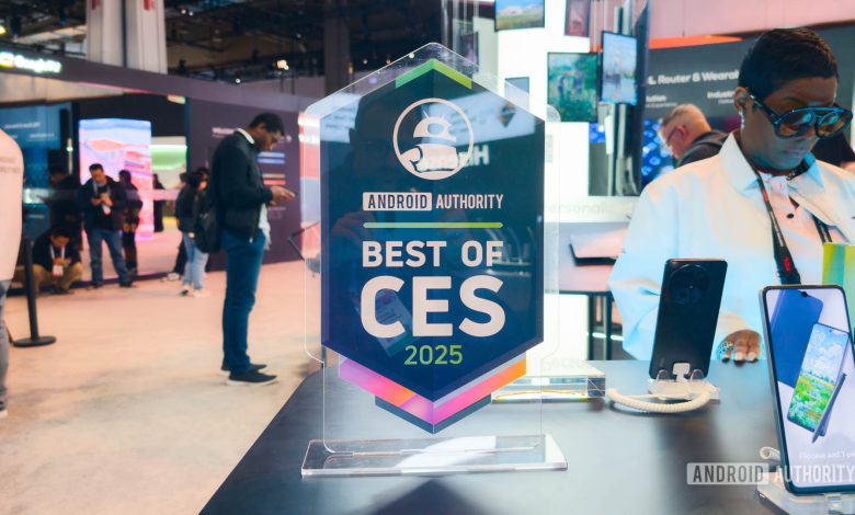 Android Authority Best of CES 2025 Award on table with smartphones (1 of 1)