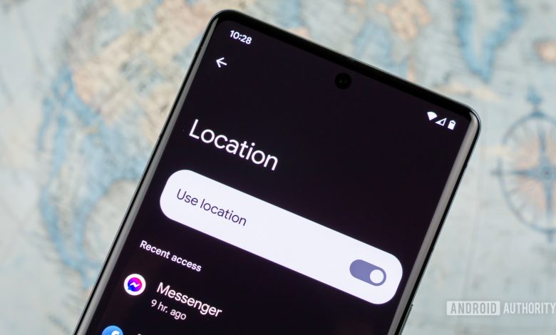 Android location services menu stock photo 2