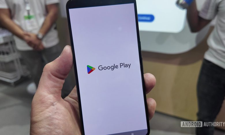 Google Play Logo on Smartphone with White Background