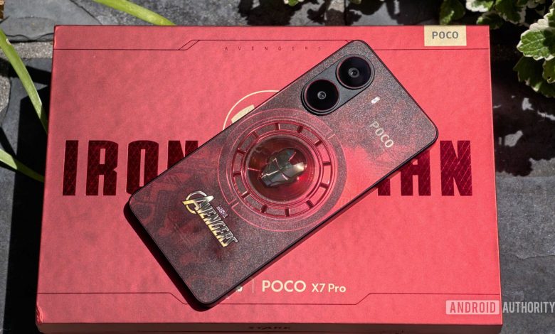 Poco X7 Pro Iron Man back