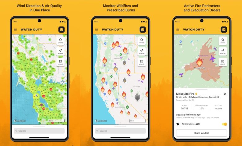 Watch Duty Wildfire map app 7