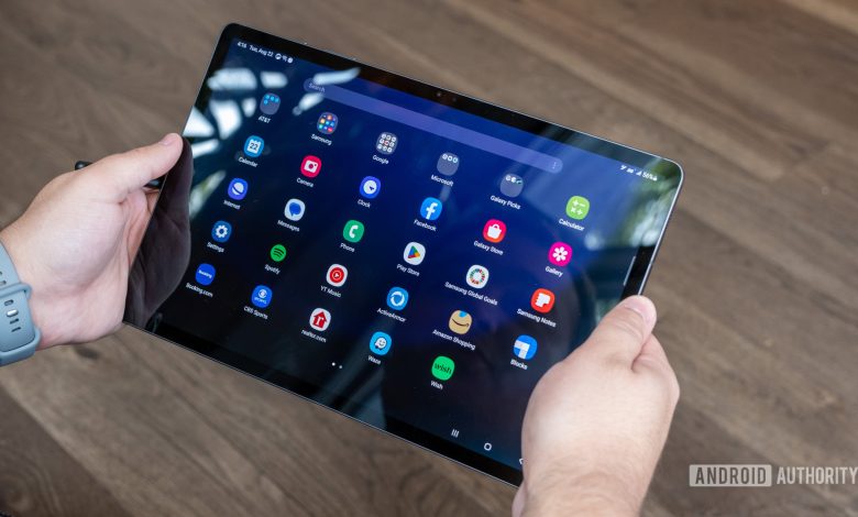 samsung galaxy tab s9 plus app drawer in hand